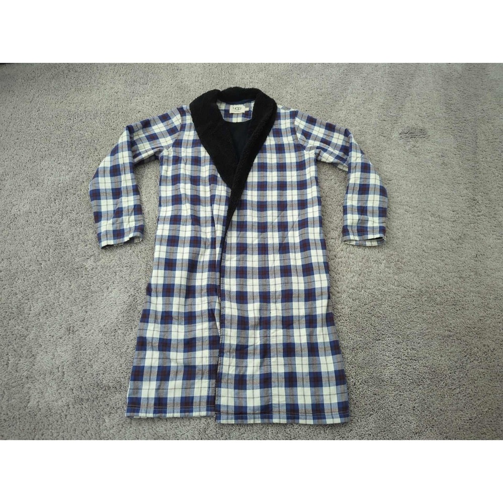 UGG Kalib Robe Mens S Plaid Long Sleeve Plush Fleece Shawl‎ Collar Loungewear